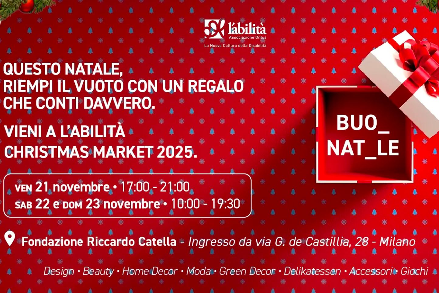 In questa immagine si vede la locandina di L'abilità Christmas Market